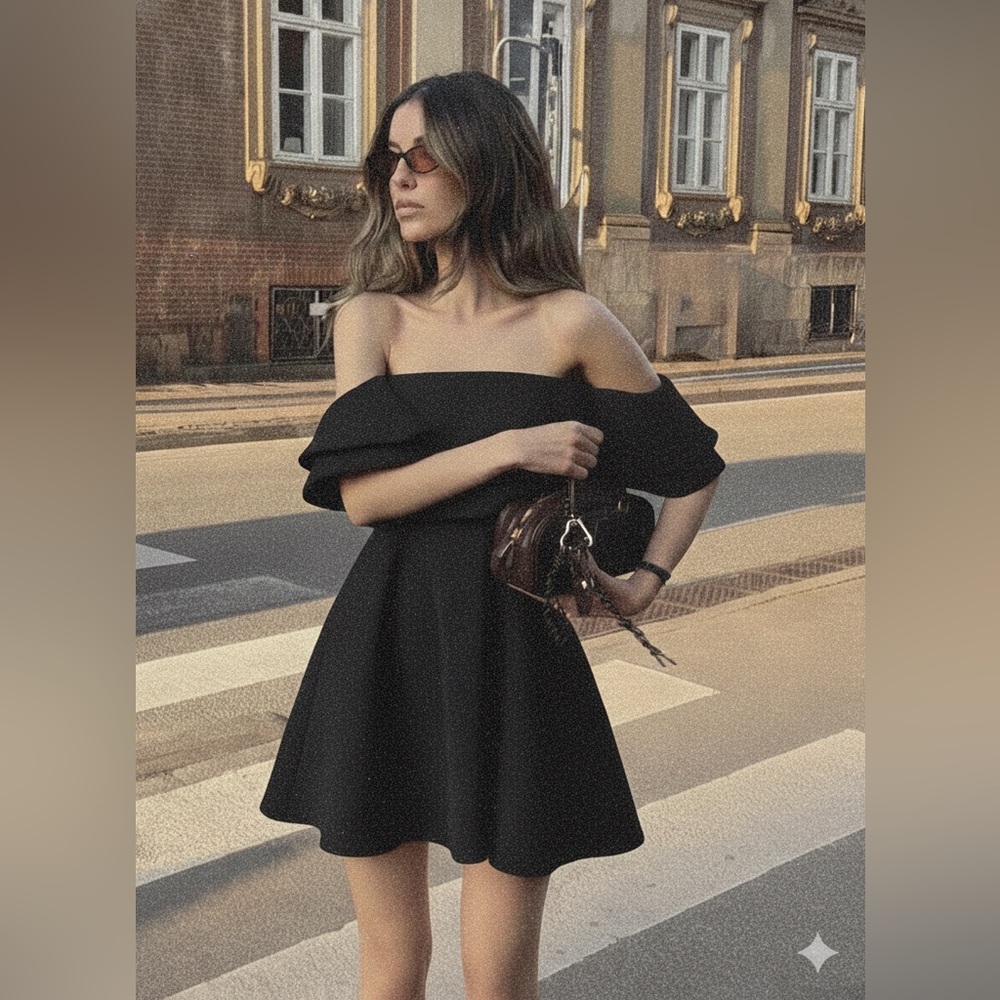 Keepsake Black off the shoulder mini dress - Picture 2 of 6